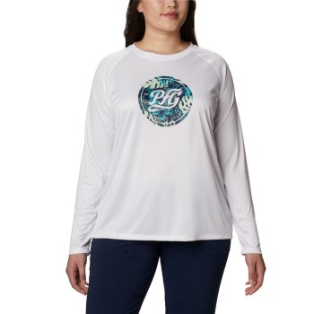 Dámské Mikiny Columbia PFG Tidal Printed Medallion Long Sleeve Plus Size Bílé Tmavě Blankyt ROAKUH87